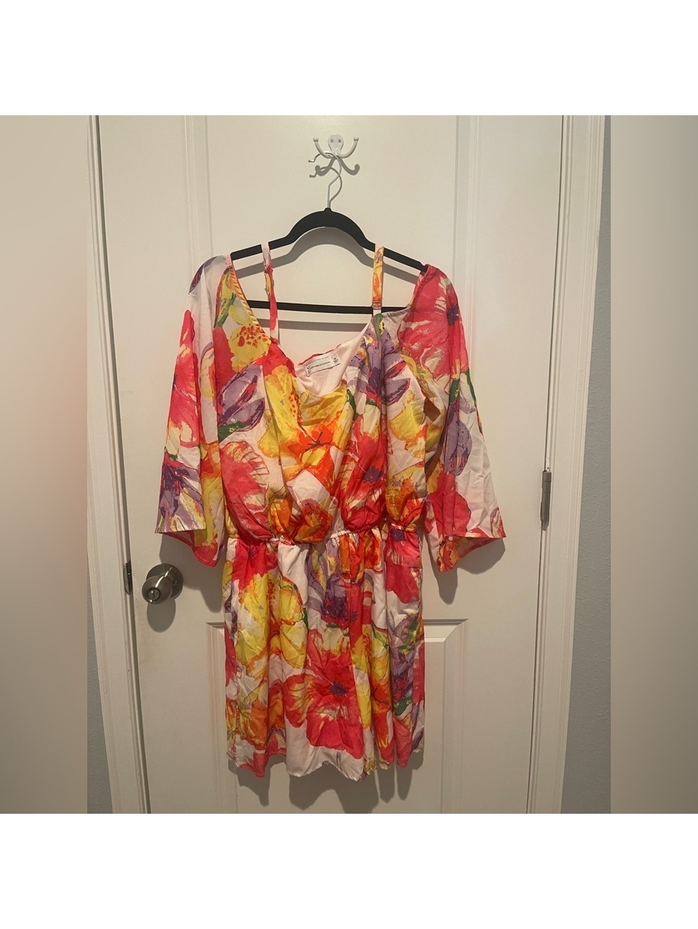 New York & Company Multicolor Floral Dress/Romper XL